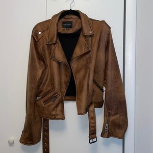 Velvet Heart Faux brushed leather moto jacket